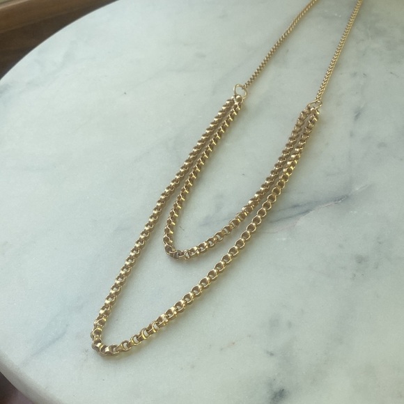 Matte Gold Double Chain Necklace - Picture 5 of 8